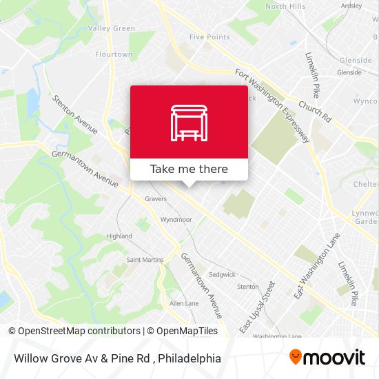 Willow Grove Av & Pine Rd map