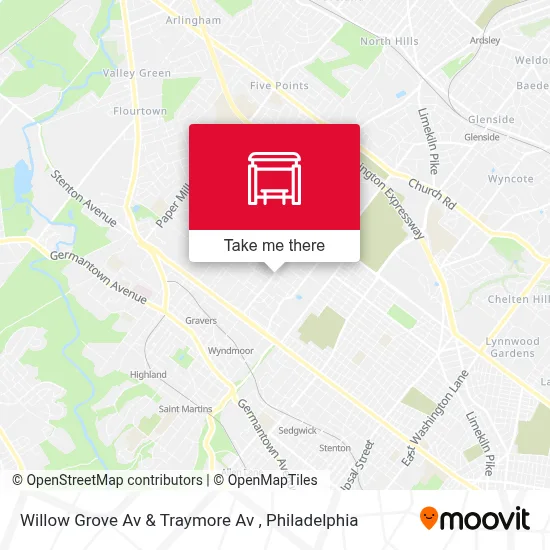 Willow Grove Av & Traymore Av map