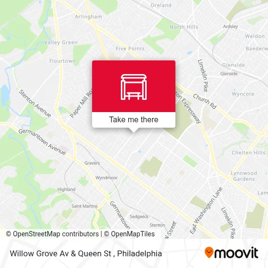 Willow Grove Av & Queen St map