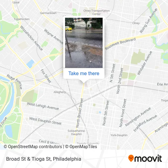 Broad St & Tioga St map