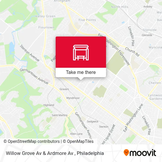 Willow Grove Av & Ardmore Av map