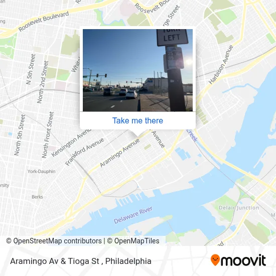 Aramingo Av & Tioga St map