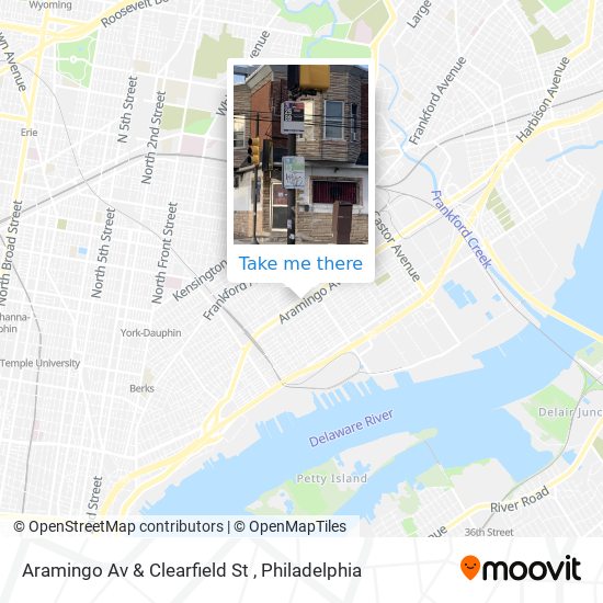 Aramingo Av & Clearfield St map