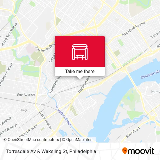Torresdale Av & Wakeling St map