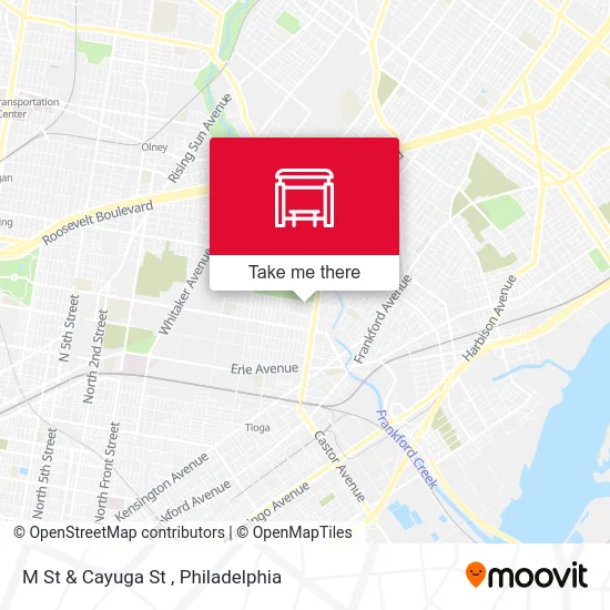 M St & Cayuga St map