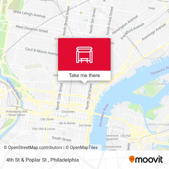 4th St & Poplar St map