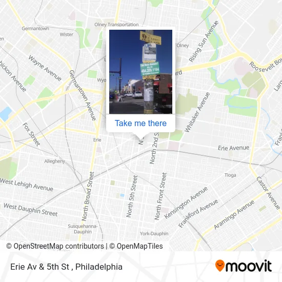 Erie Av & 5th St map