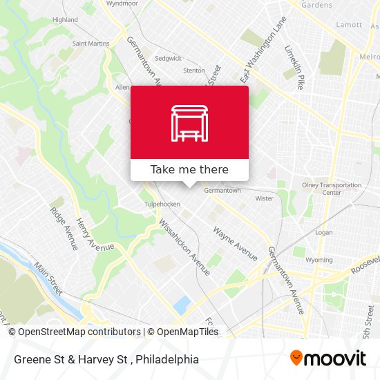 Greene St & Harvey St map