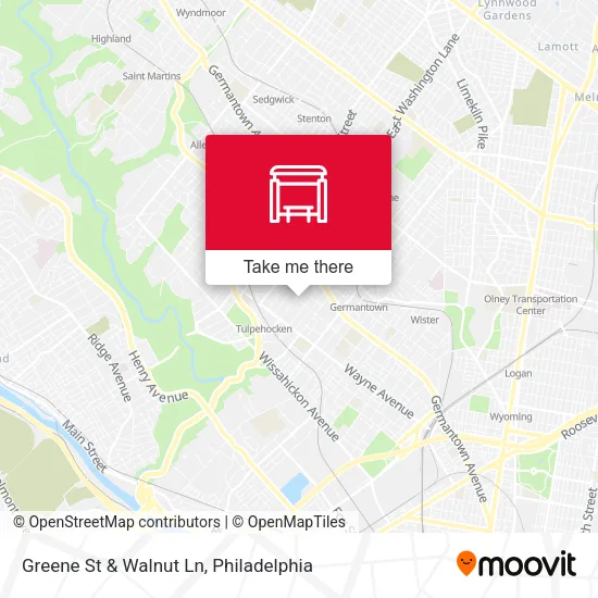 Greene St & Walnut Ln map