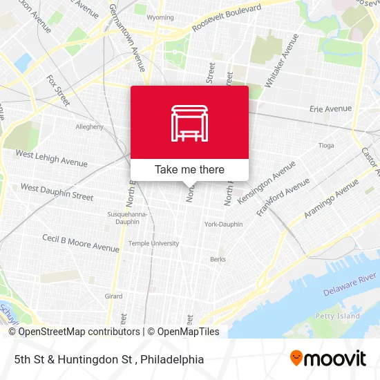 5th St & Huntingdon St map