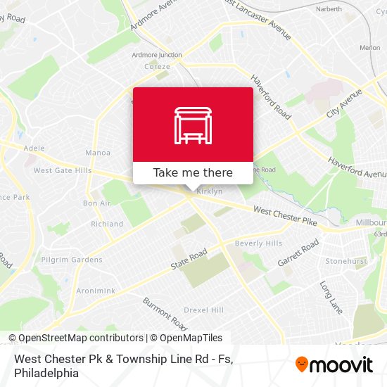 West Chester Pk & Township Line Rd - Fs map