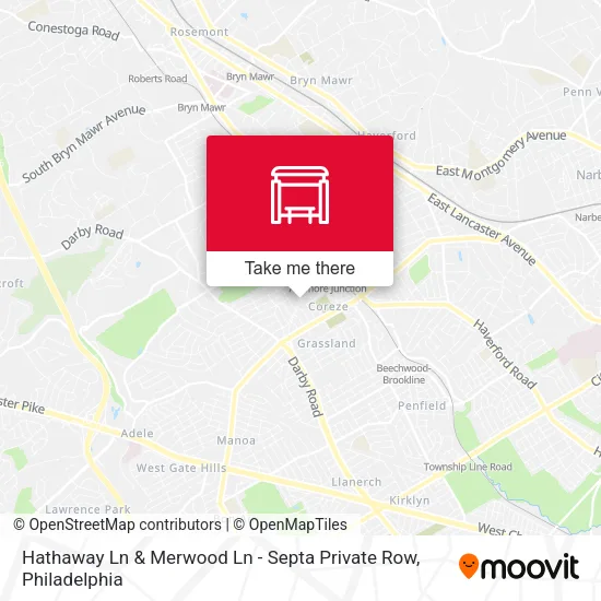 Hathaway Ln & Merwood Ln - Septa Private Row map