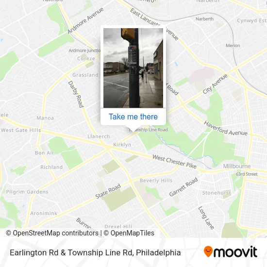 Earlington Rd & Township Line Rd map
