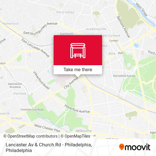 Lancaster Av & Church Rd - Philadelphia map
