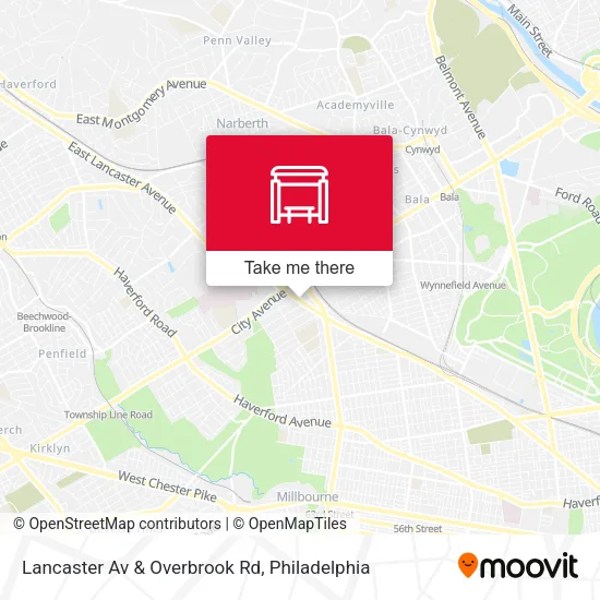 Lancaster Av & Overbrook Rd map