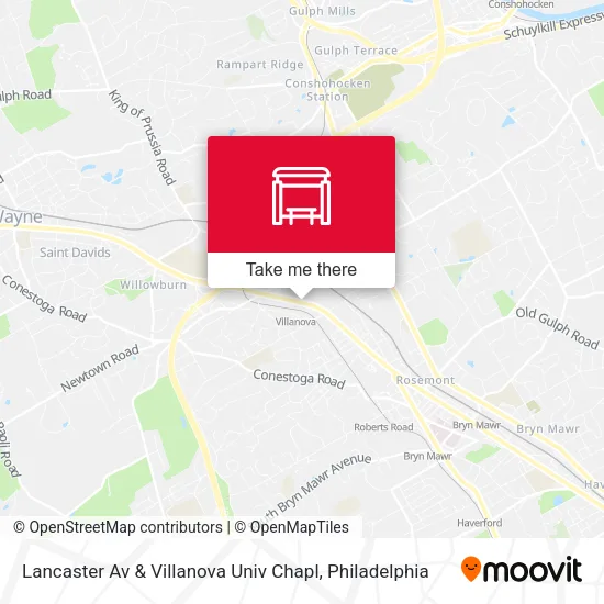 Lancaster Av & Villanova Univ Chapl map