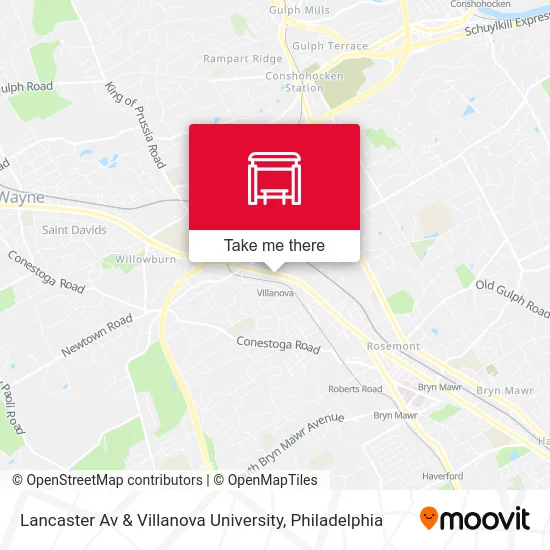 Lancaster Av & Villanova University map