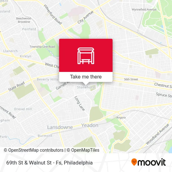 69th St & Walnut St - Fs map