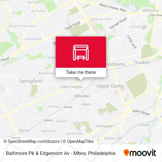 Baltimore Pk & Edgemont Av - Mbns map