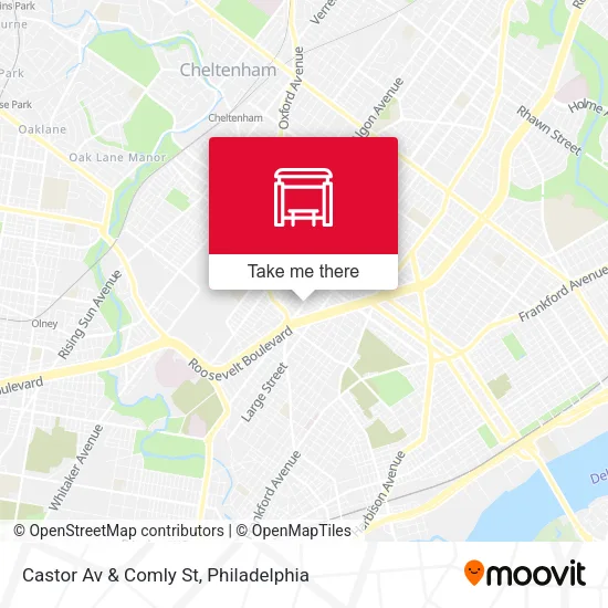 Castor Av & Comly St map