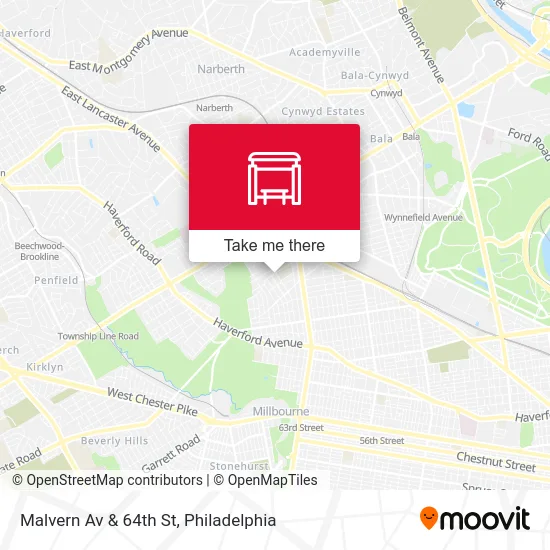 Malvern Av & 64th St map