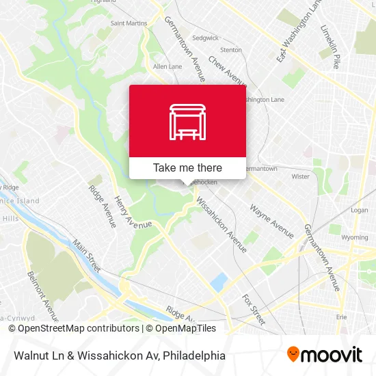Walnut Ln & Wissahickon Av map