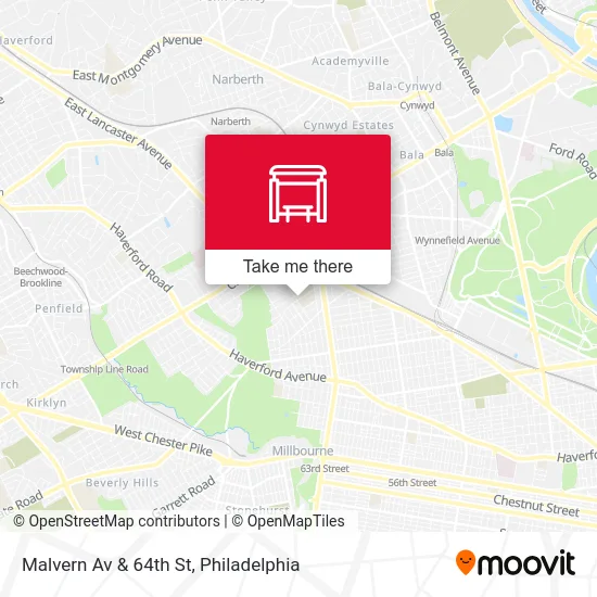 Malvern Av & 64th St map