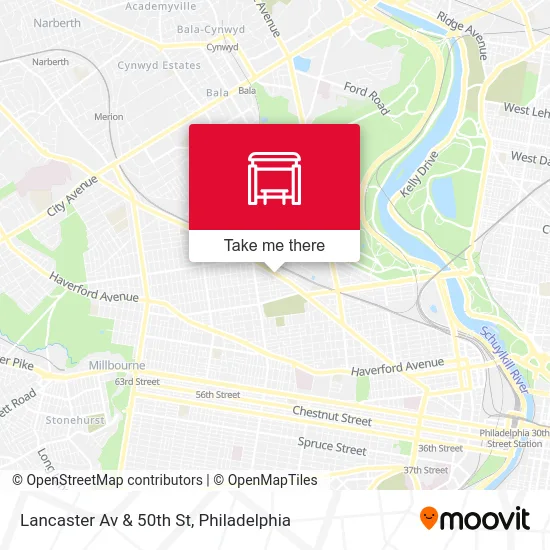 Lancaster Av & 50th St map