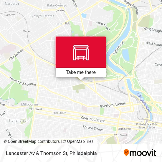 Lancaster Av & Thomson St map