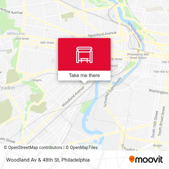 Woodland Av & 48th St map