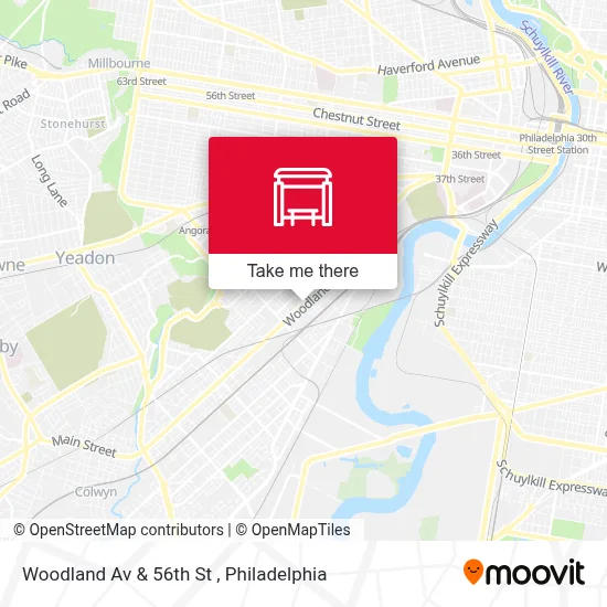 Woodland Av & 56th St map