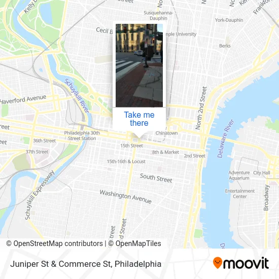 Juniper St & Commerce St map
