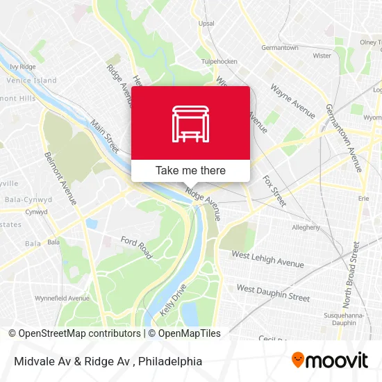 Midvale Av & Ridge Av map