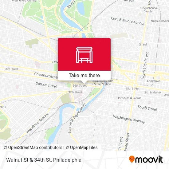 Walnut St & 34th St map
