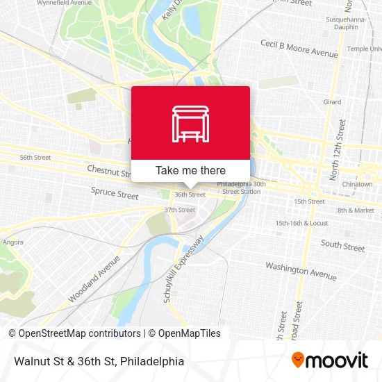Walnut St & 36th St map