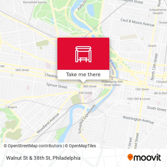 Walnut St & 38th St map
