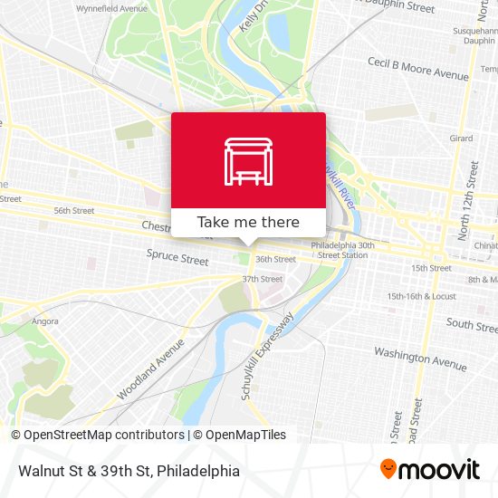 Walnut St & 39th St map