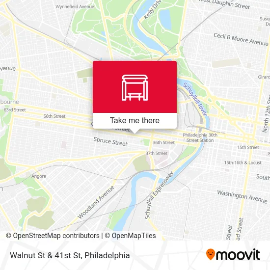 Walnut St & 41st St map