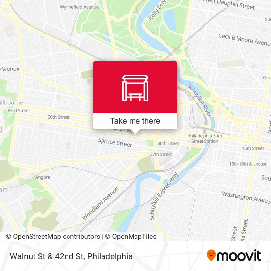 Walnut St & 42nd St map