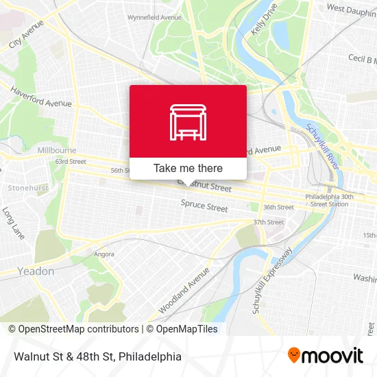 Walnut St & 48th St map