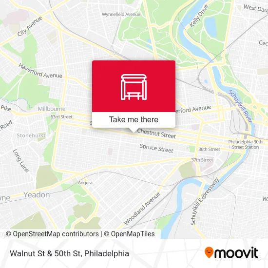 Walnut St & 50th St map