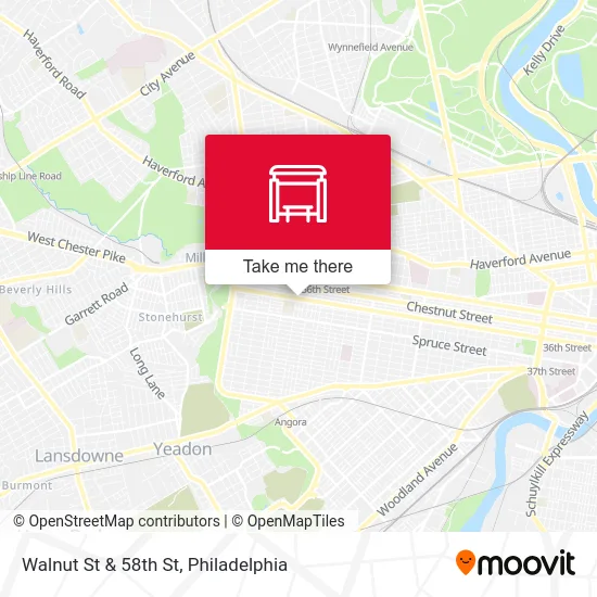 Walnut St & 58th St map