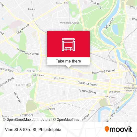 Vine St & 53rd St map