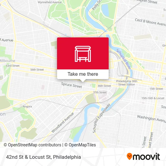 42nd St & Locust St map
