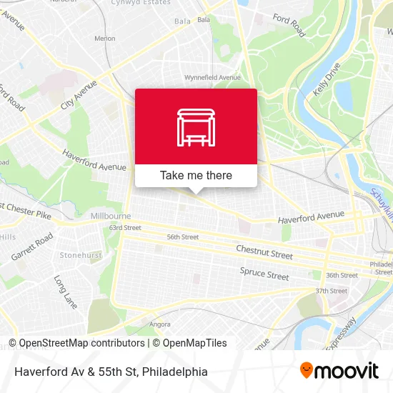 Haverford Av & 55th St map