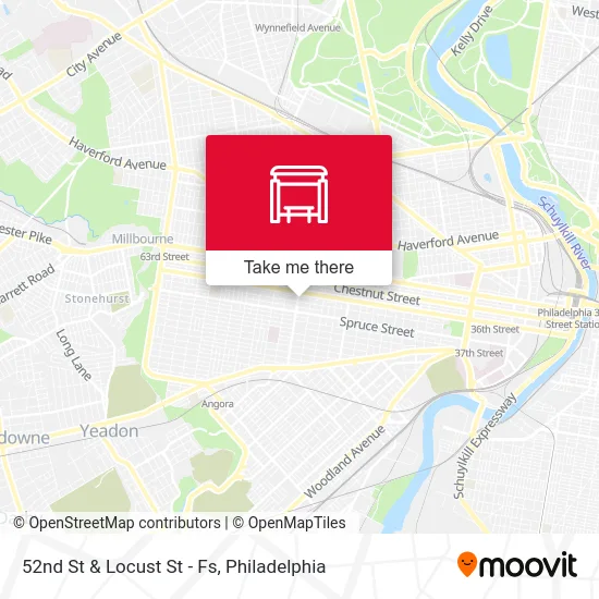 52nd St & Locust St - Fs map