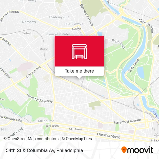 54th St & Columbia Av map