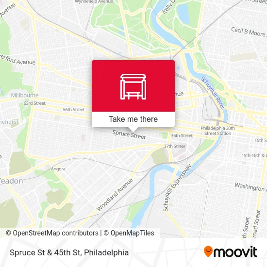 Spruce St & 45th St map