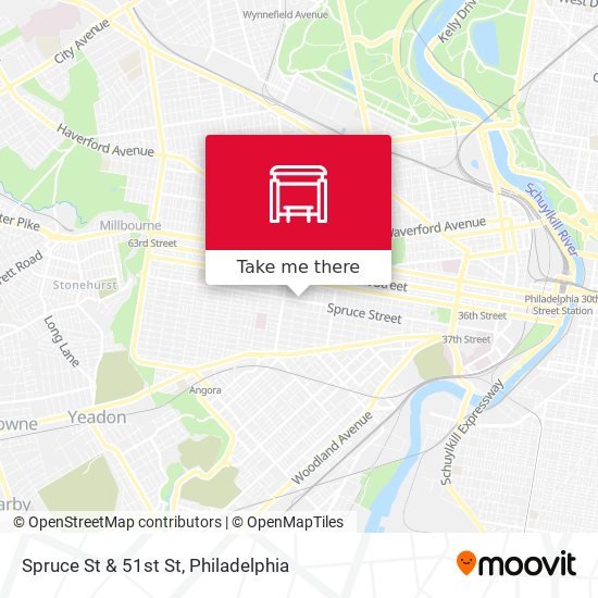 Spruce St & 51st St map