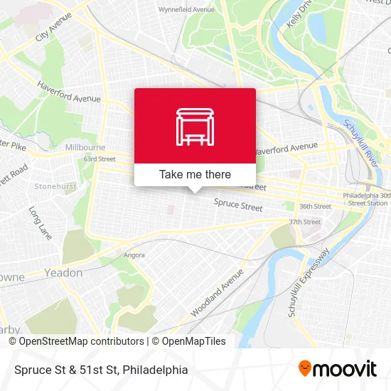 Spruce St & 51st St map